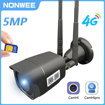 1080P 5-мегапиксельная беспроводная охранная камера ночного видения на открытом воздухе с 4G SIM-картой, двухстороннее аудио, WIFI, Металлическая камера, приложение Onvif CamHi 1