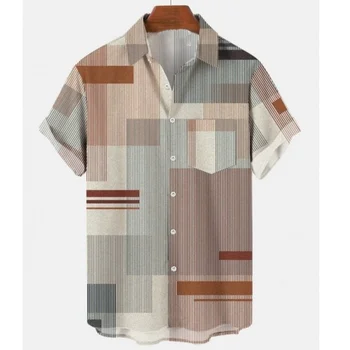 2022 3d Мужская Гавайская Рубашка Мужская 5xl Дышащая Летняя Прострочка Ретро Рубашки Для Мужчин На Однорядных Пуговицах С Коротким рукавом Мужские Топы