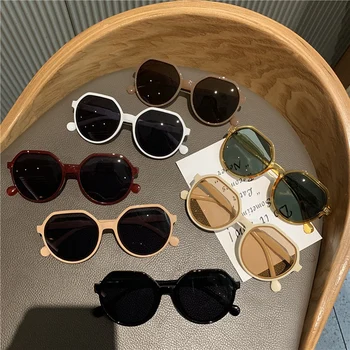 2022 Новые модные солнцезащитные очки в круглой оправе, персонализированные солнцезащитные очки, универсальные солнцезащитные очки в большой оправе ярких цветов
