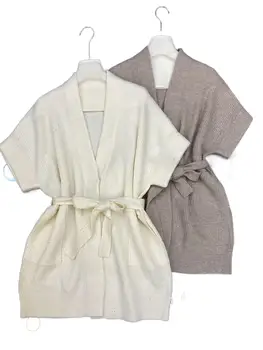 2023 Женская одежда Осенний шерстяной Кардиган с поясом 0817