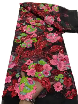 2023 Новейшая Элегантная Высококачественная кружевная ткань с вышивкой из тюля и блесток для вечернего платья NN3625_R
