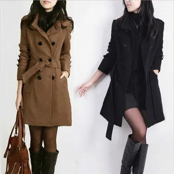 Серое двустороннее войлочное пальто, женское пальто средней длины 2023, осенне-зимнее новое корейское двубортное тонкое шерстяное пальто низкая цена - Пальто и куртки ~ Anechka-nya.ru 11
