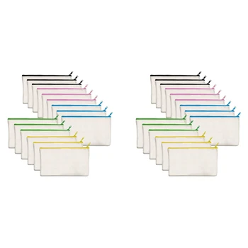 30 Упаковок Чистого хлопчатобумажного полотна DIY Craft Сумки на молнии, Чехлы, Пенал для макияжа, косметических принадлежностей, стационарного хранения 1