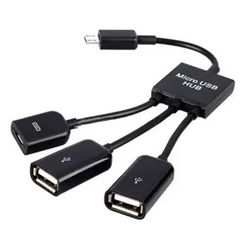 3в1 Micro USB HUB OTG от Мужчины к женщине Двойной кабель-адаптер USB 2.0 для Samsung USB-концентраторов