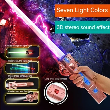 7 Цветов Масштабируемый пластиковый Световой меч, Детские светящиеся игрушки, звуковой эффект фильма, классные рождественские подарки 1