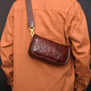 AETOO Кожаная мужская сумка через плечо, мужская ретро сумка через плечо, повседневная мужская сумка, большая вместительная сумка-мессенджер, портативное все 1