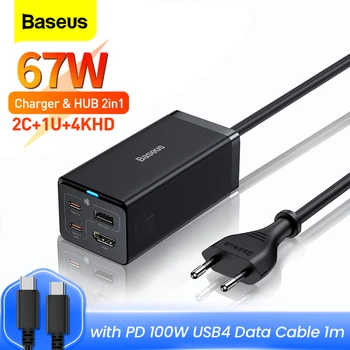 Baseus 67W GaN Настольное Зарядное Устройство Быстрая Зарядка Для iPhone 14 13 USB C Концентратор 4K 30Hz HDMI док-станция Адаптер Для Коммутатора Steam Deck 1