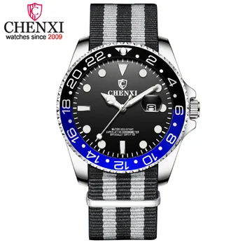 CHENXI, Мужские модные часы с нейлоновым ремешком, Элитный бренд, Военные наручные часы Для Мужчин, Кварцевые спортивные Водонепроницаемые часы 1