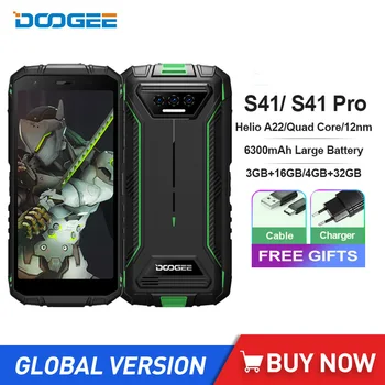 DOOGEE S41/S41 Pro Android 12 Прочных Смартфонов с 5,5-дюймовым HD-экраном и 13-мегапиксельной Тройной камерой 3 ГБ + 16 ГБ/4 ГБ + 32 Г 6300 мАч NFC Мобильный телефон 1