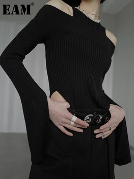 Новые женские брюки с высокой талией и двойными пуговицами, облегающие эластичные расклешенные женские джинсы, модные повседневные брюки SlimTall низкая цена - Женская одежда ~ Anechka-nya.ru 11