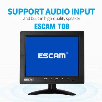 ESCAM T08 8-дюймовый TFT LCD 1024х768 монитор видеонаблюдения с поддержкой VGA HDMI AV BNC USB для ПК Камера видеонаблюдения