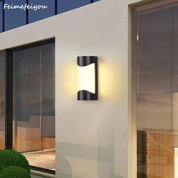 feimefeiyou Современный светодиодный настенный светильник открытый креативный водонепроницаемый простой алюминиевый круглый цилиндрический настенный светильник во дворе