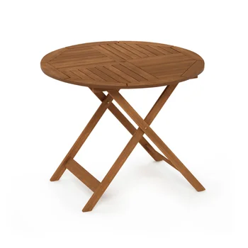 Furinno Tioman Открытый складной столик из твердой древесины Sunlight с отверстием для зонта 8,97x5,27x2,77 Дюймов Портативный уличный столик