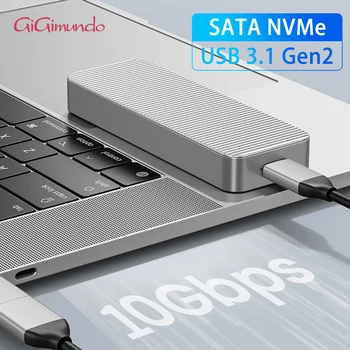 GiGimundo M2 Двойной протокол NGFF SATA NVMe SSD Чехол SSD-накопитель USB-адаптер до 10 Гбит/с USB 3.1 Gen2 Type C Подходит для iPad 1