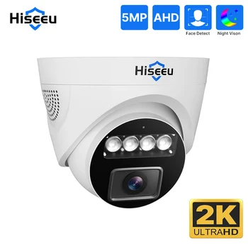 Hiseeu 5-мегапиксельная AHD Камера H.265 Для обеспечения Безопасности в помещении, Водонепроницаемое Ночное Видение, Видео в реальном времени, Купольная камера Видеонаблюдения XMEye Pro APP