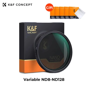 K & F Concept Переменный ND8-ND128 No X Cross HD Фильтр нейтральной плотности Водонепроницаемый 37/43/49/52/62/ 67/72/77/82/86 мм с тканью из 5 шт. 1