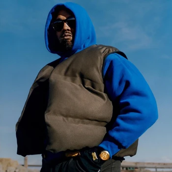 Kanye Same Style Зимний утолщенный теплый мужской жилет с двусторонней подкладкой в американском стиле High Street, пальто