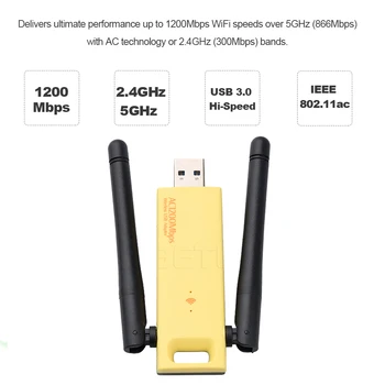 KEBIDU Высокоскоростной 1200 Мбит/с USB 3,0 WiFi Адаптер Двухдиапазонный Беспроводной USB Wifi Антенна 5 ГГц 2,4 ГГц Сетевая карта Для Портативных ПК 1
