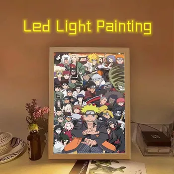 Naruto LED Light Картина Аниме Учиха Итачи Хатаке Какаши Учиха Обито Узумаки Лампа НАРУТО Ночник Настольный Декор Игрушка В Подарок