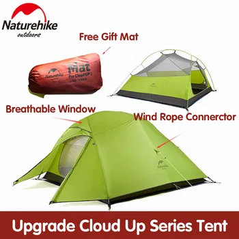 Naturehike tent Upgrade Cloud Up 1 2 3-Местная Кемпинговая Палатка На Открытом Воздухе 20D Силиконовая Сверхлегкая Палатка С Бесплатным Ковриком NH17T001-T