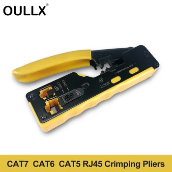 OULLX Cat7 RJ45 Щипцы Ручные Сетевые Инструменты Плоскогубцы RJ12 Cat5 Cat6 8P8C Устройство Для Зачистки Кабеля Прижимной Зажим Щипцы Зажим Многофункциональный