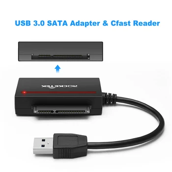 Rocketek CFast 2.0 Считыватель USB 3.0 для адаптера SATA CFast 2.0 и 2,5-дюймовый жесткий диск HDD /для чтения и записи SSD и CFast-карты 1