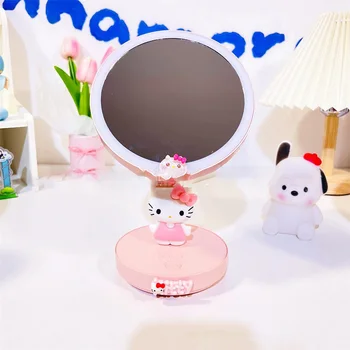 Sanrio Cinnamoroll My Melody LED Зеркало для макияжа Портативное Стоячее Складное Зеркало для макияжа с затемнением света Подарок