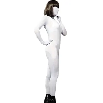 (SCF001) Белые блестящие колготки из Лайкры и спандекса, оригинальные Фетиш-костюмы Зентай Унисекс