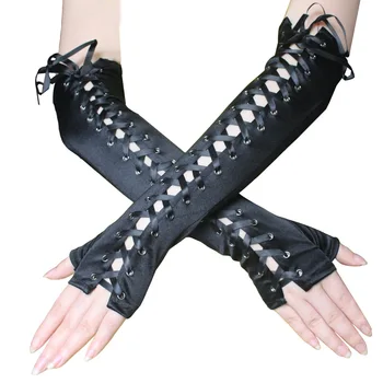 Sering wear перчатки с лентой для ночного клуба, перчатки для бальных выступлений, европейские и американские модные атласные перчатки в стиле панк C056