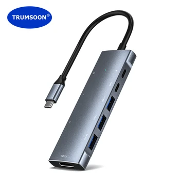Trumsoon USB C Концентратор для 4K HDTV SD TF USB 3,0 2,0 Аудио док-станция Type C для MacBook iPhone 15 iPad Samsung S20 Dex PS4 Nintendo Switch 1