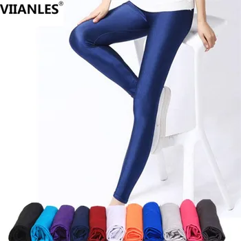 VIIANLES, Женские повседневные брюки, Флуоресцентные Леггинсы, Однотонные Леггинсы, эластичные брюки для фитнеса в Спортзале