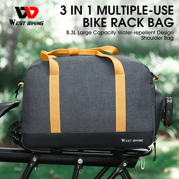 WEST BIKING Велосипедная сумка для багажника 8.3 л Большой Емкости MTB Дорожная сумка для электровелосипеда Дорожная сумка для багажа Велосипедные Корзины 1