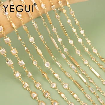 YEGUI C160, цепочка своими руками, 18-каратное позолоченное покрытие, 0,3 мкм, медный металл, циркон, ручная работа, браслет-ожерелье своими руками, изготовление ювелирных изделий, 1 м/лот 1