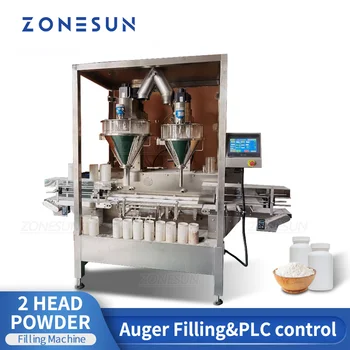 Автоматическая машина для розлива порошкового порошка с 2 головками ZONESUN для производства