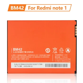 Аккумулятор телефона BM42 для Xiaomi Redmi Note 1 Redrice note1, сменный аккумулятор для телефона, 100% новый 3200 мАч 1