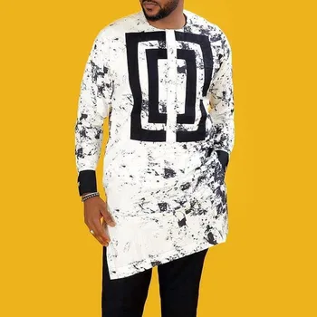 Африканская мужская одежда, Костюмы из двух предметов, Клетчатая рубашка с длинным рукавом и штаны для бега трусцой, Мужские Комплекты Африканской одежды для Мужчин (M-4XL)