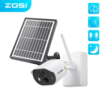 Беспроводная IP-камера Безопасности Zosi C306 с Батарейным или Солнечным питанием, Перезаряжаемая 1080P HD Улучшенная WiFi-Камера, Сигнализация PIR, Защита От непогоды 1