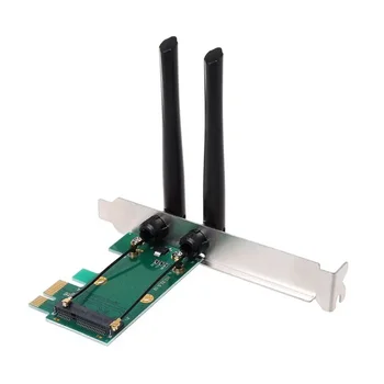 Беспроводная карта WiFi Mini PCI-E Express к адаптеру PCI-E с 2 внешними антеннами для ПК