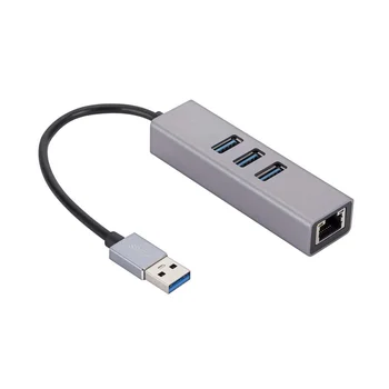 Гигабитная сетевая карта USB из алюминиевого сплава, 3 порта 3,0, концентратор USB для RJ45, гигабитная сетевая карта, Ethernet-адаптер