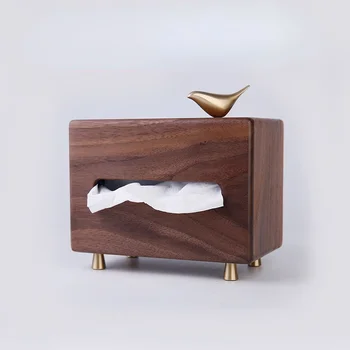 Декоративная коробка для салфеток из орехового дерева, гостиная, массив дерева, минималистичная столовая салфетка, легкая роскошная бытовая насосная коробка 1