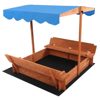 Деревянная песочница с откидной крышкой, детская скамейка для игр на заднем дворе, песочница