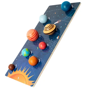 Деревянные 8 Планет, Космическая Обучающая головоломка, Вселенная, Солнечная система, Наука, познание, Монтессори, Обучающая игрушка для дошкольников