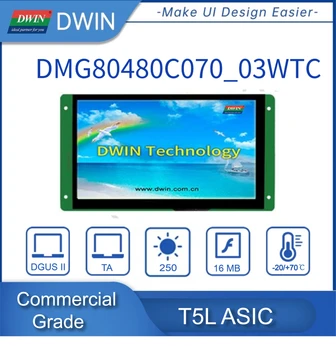 Дисплей Dwin 7,0 дюйма, разрешение 800* 480 пикселей, 16,7 Млн цветов, TN-TFT-LCD, RS232, TTL Smart Touch DMG80480C070_03W 1