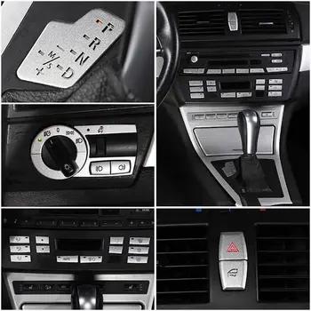 Для BMW X3 E83 2006-2010 Автомобильная CD панель кондиционер переключатель фар Кнопка обогрева сиденья Отделка крышки Наклейки Автомобильные Аксессуары