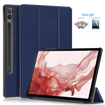Для Samsung Tab S9 S8 S7 Чехол 11-дюймовый Трехслойный Магнитный Кожаный Смарт-Чехол-Подставка Для Coque Galaxy Tab S9 Plus 12,4 