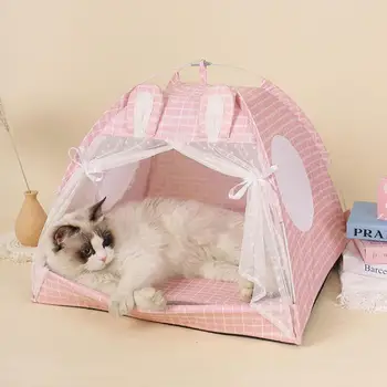 Домашняя Палатка для собак и кошек, Домик-кровать, переносной вигвам с толстой мягкой подушкой, доступный для щенячьей экскурсии, Домик-вигвам на открытом воздухе