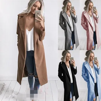 Женское шерстяное пальто средней длины 2023