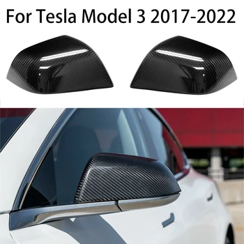 Жилетка для нижнего белья из настоящего углеродного волокна, боковая дверь автомобиля, крыло, наружное зеркало заднего вида, крышки для Tesla Модель 3 2017-2022 запчасти и аксессуары