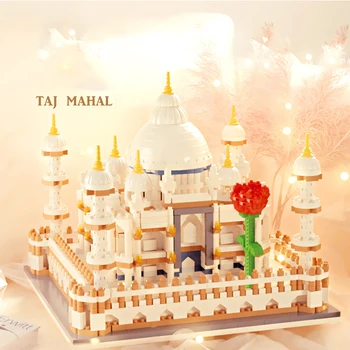 Замок Тадж-Махал, вид на улицу, Микрочастицы, строительные блоки для взрослых и детей, Дворцовые кирпичи, развивающие игрушки для подарка