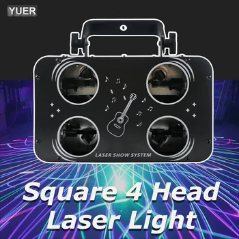 Квадратный 4-головочный RGB лазерный луч, сканирующий сценическое Освещение, сканер с красочным точечным эффектом, огни для Дискотеки, вечеринки, Квадратный лазерный проектор 1